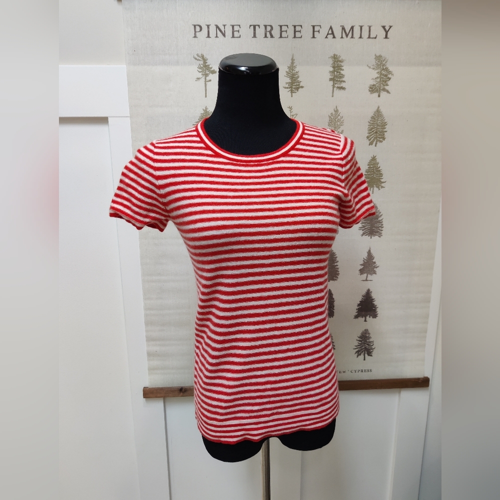 J.Crew Red & White Striped Short-Sleeve Knit Top XS